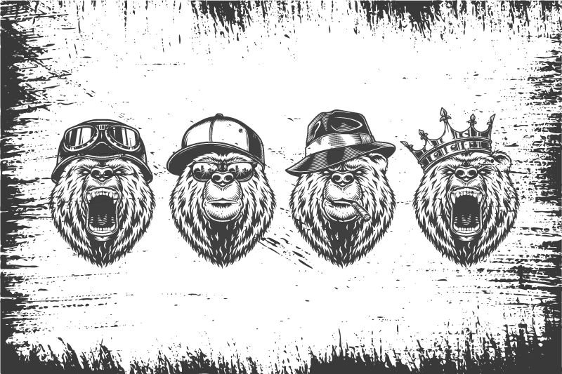 Tischsets originell mit stilvollen bärenporträts - TenStickers