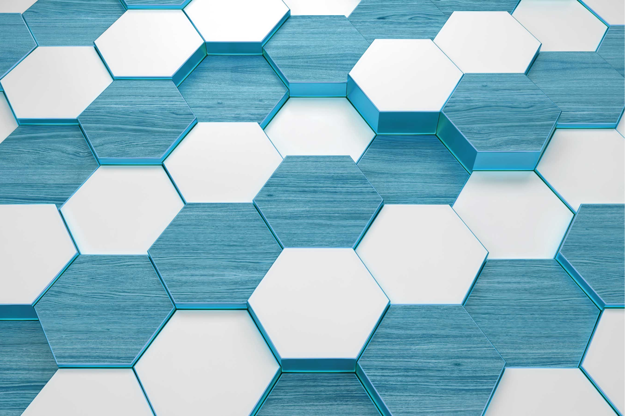 Tischset modern mit hexagonalem blauen muster - TenStickers