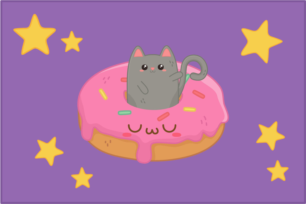 Tischset kinder mit süßem katzen-donut - TenStickers