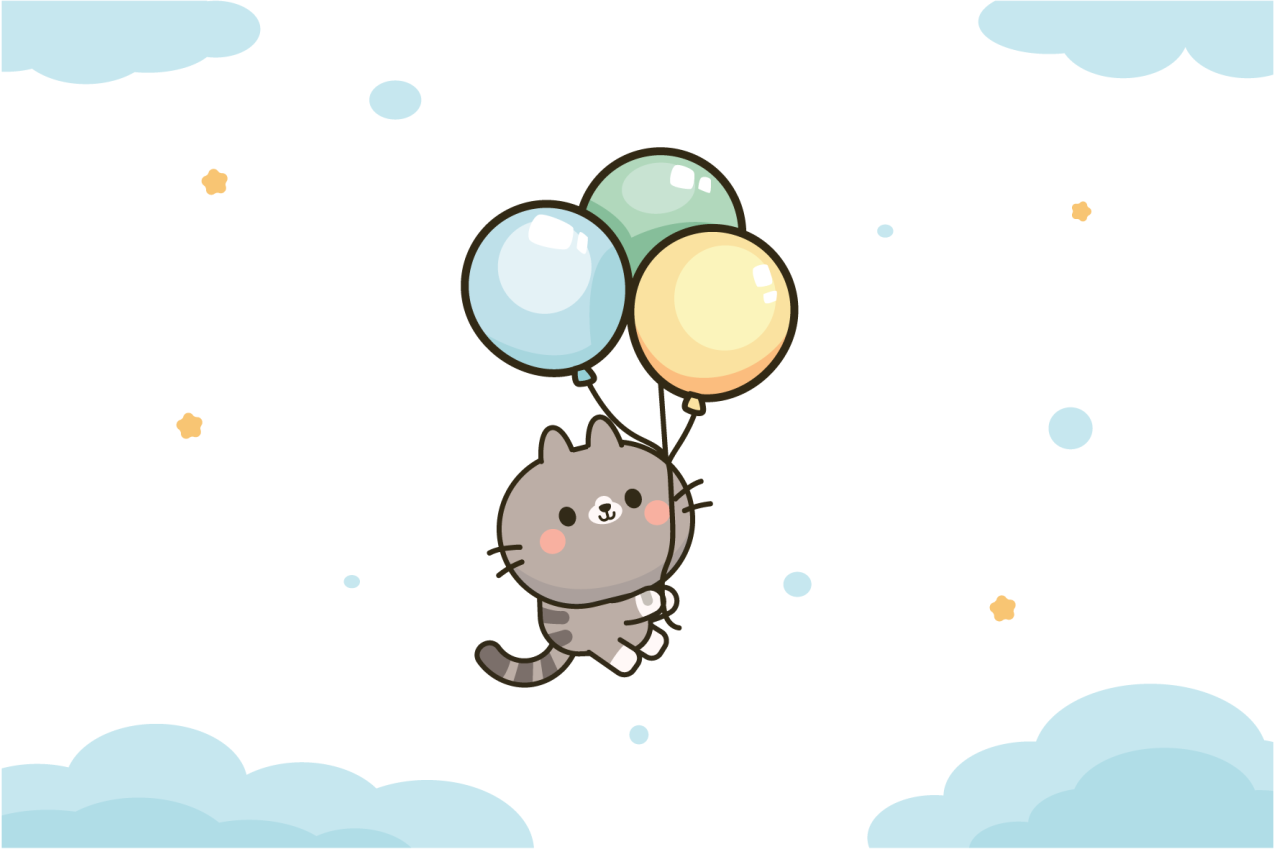Tischset kinder mit niedlichen katzenballons - TenStickers