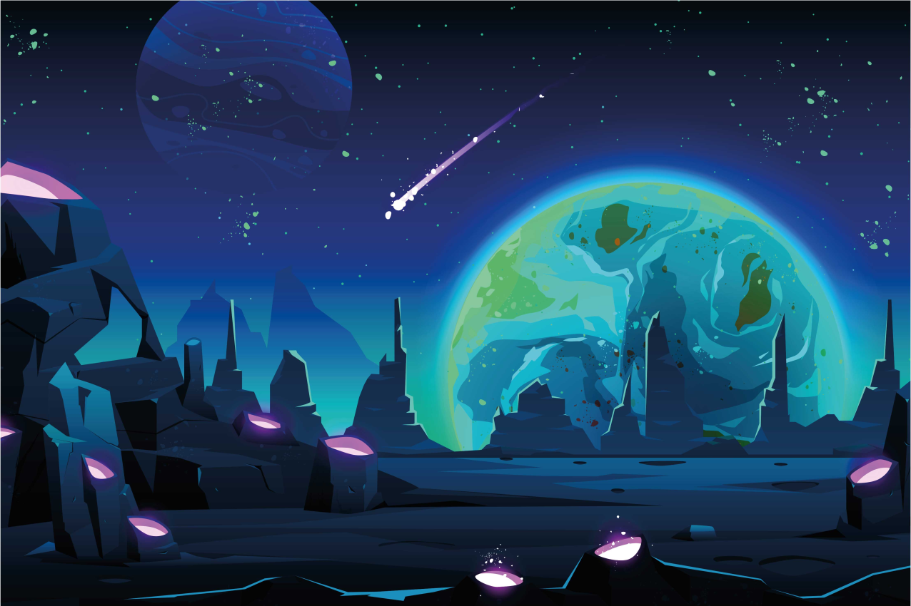 Tischset modern kosmische landschaftsszene - TenStickers