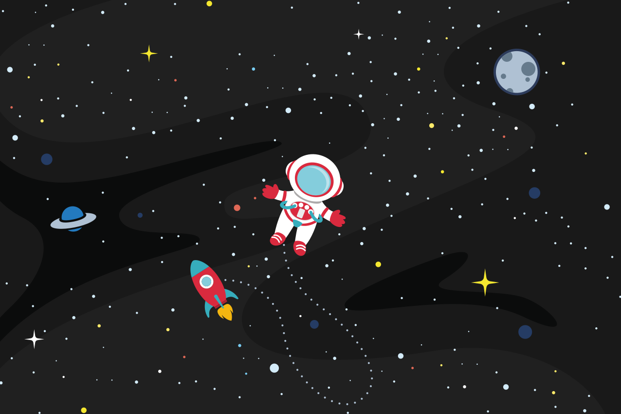 Tischsets originell Einsamer raumfahrer mit rakete - TenStickers