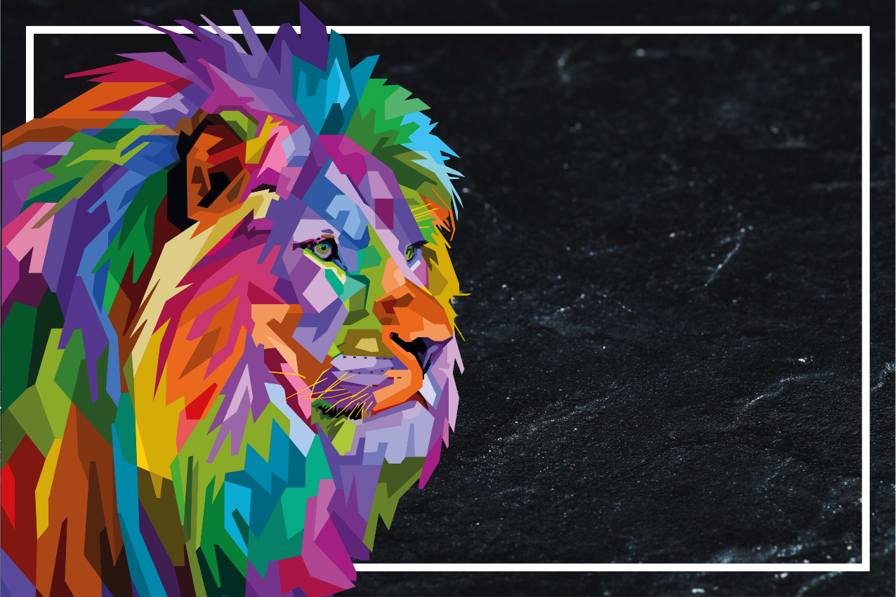 Tischsets originell mit buntem löwenkopf - TenStickers