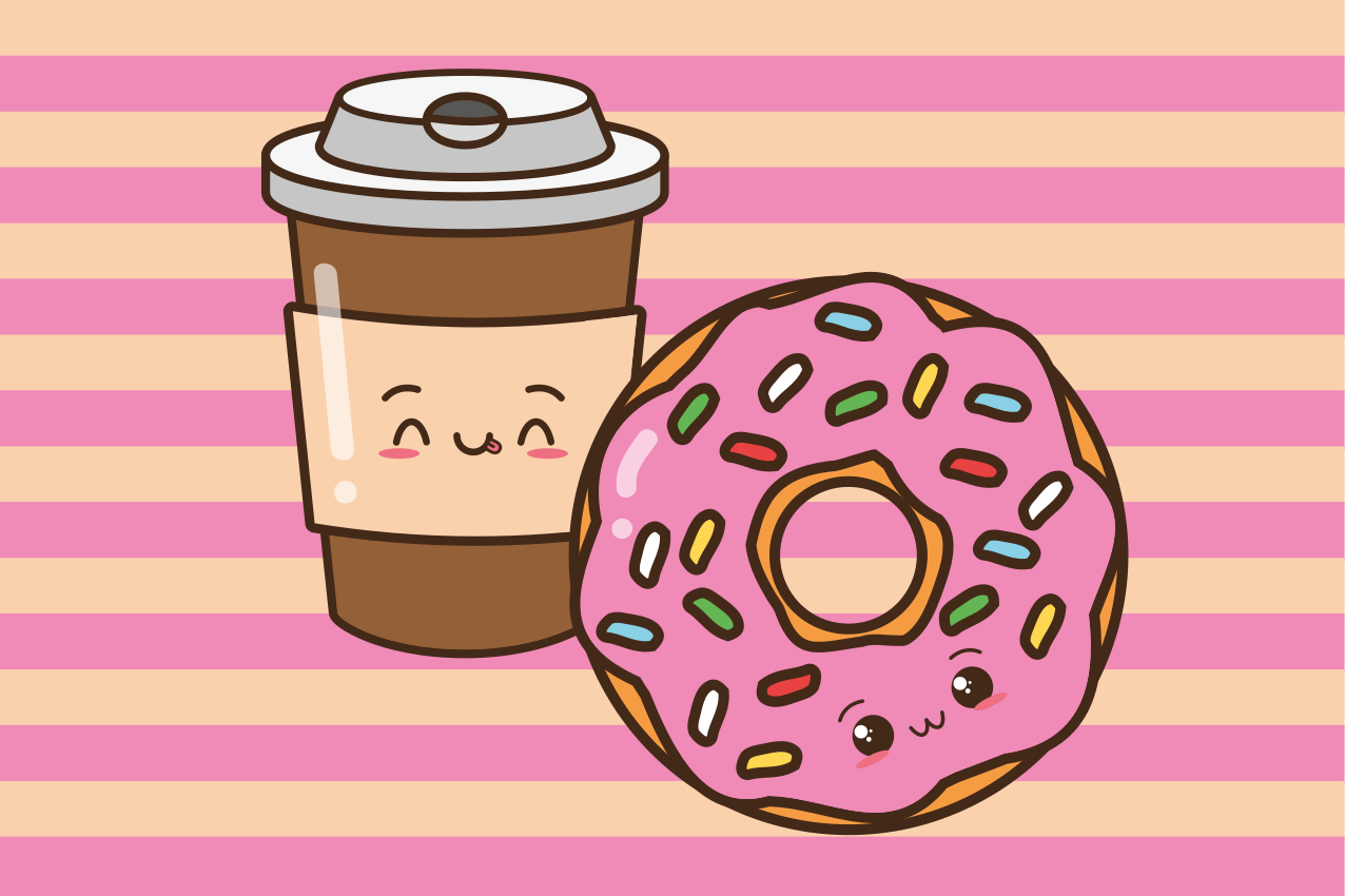 Tischset kinder süße kaffeetasse mit donut - TenStickers