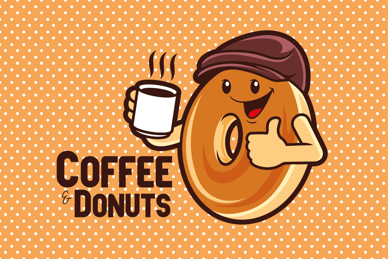 Tischset kinder mit fröhlichem donut charakter - TenStickers