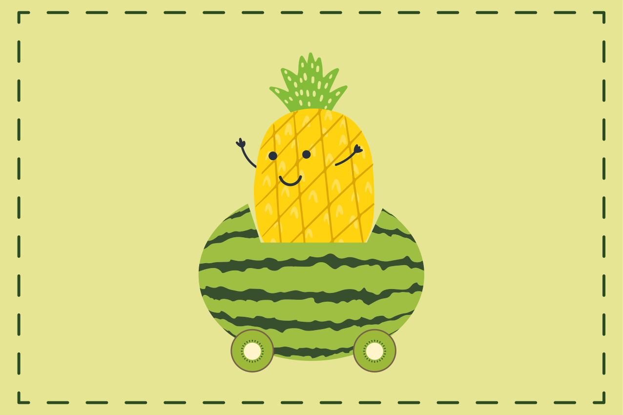 Tischset kinder ananas wassermelonen fahrzeug - TenStickers