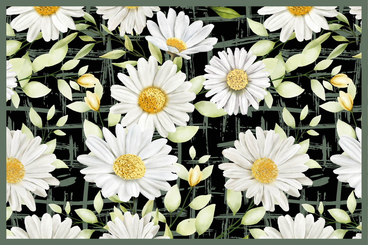 Tischsets originell mit floralen gänseblümchen-muster - TenStickers