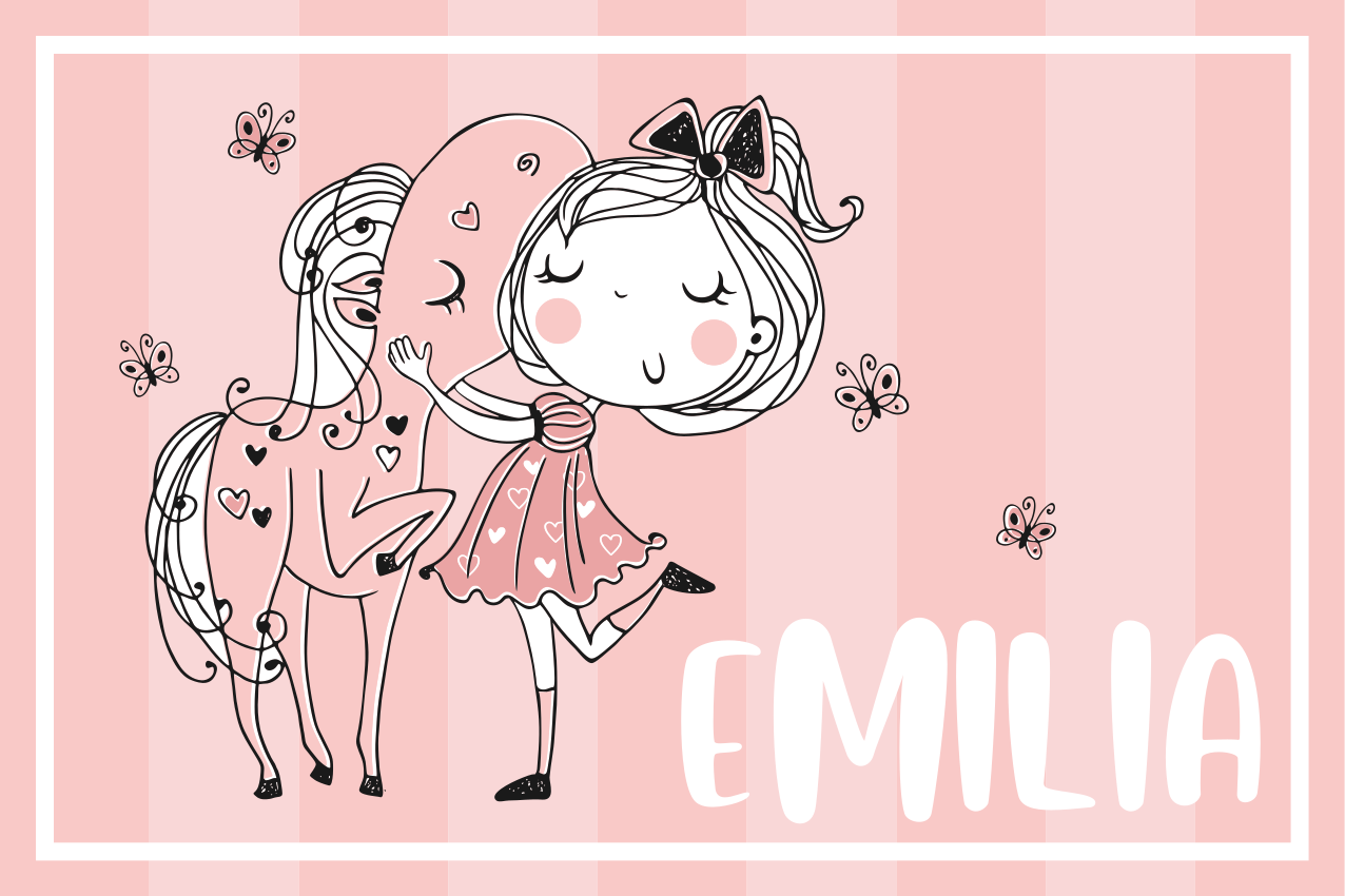 Tischset kinder charmantes mädchen pferd - TenStickers