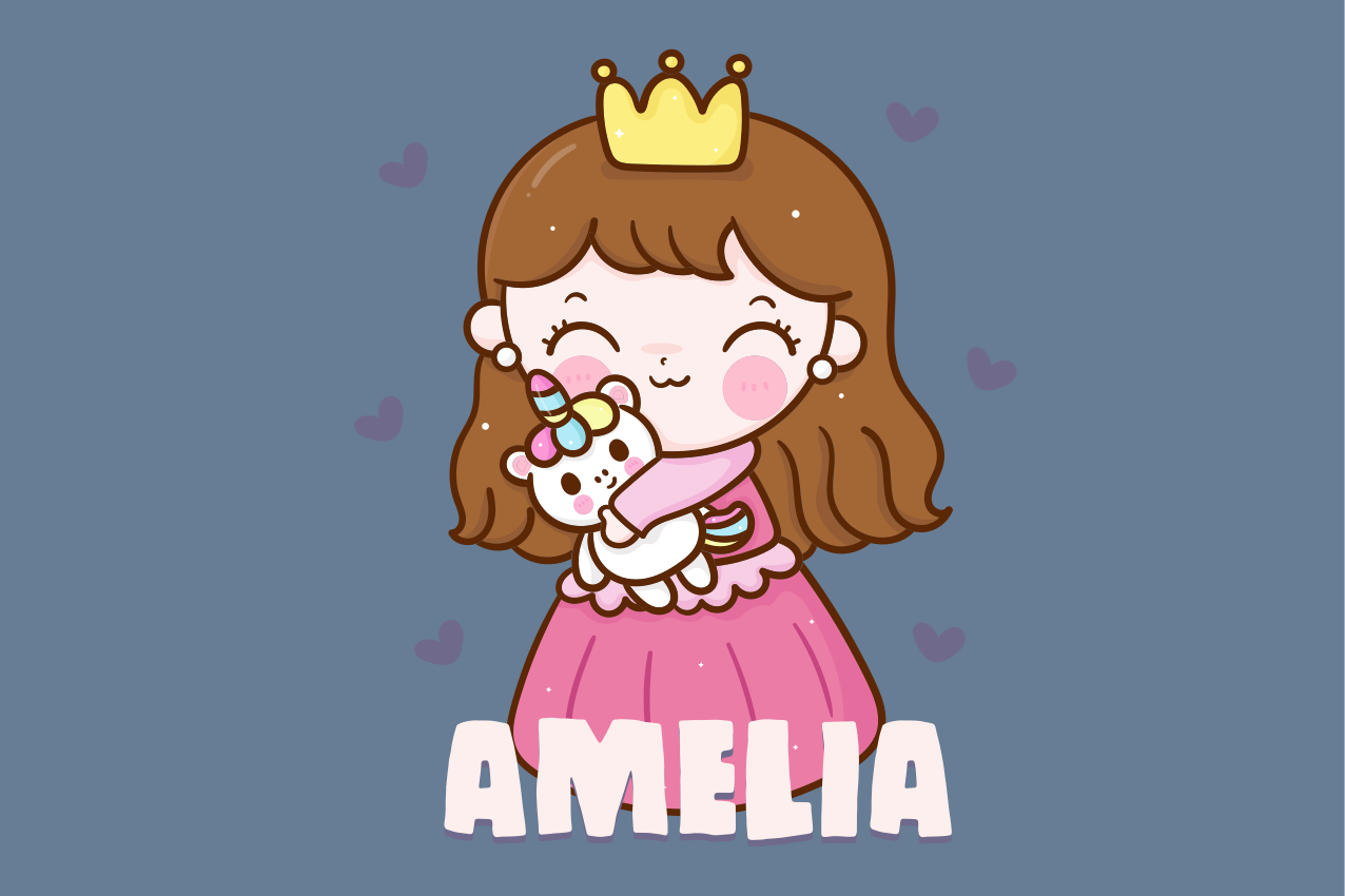 Tischset kinder süße prinzessin mit einhorn - TenStickers