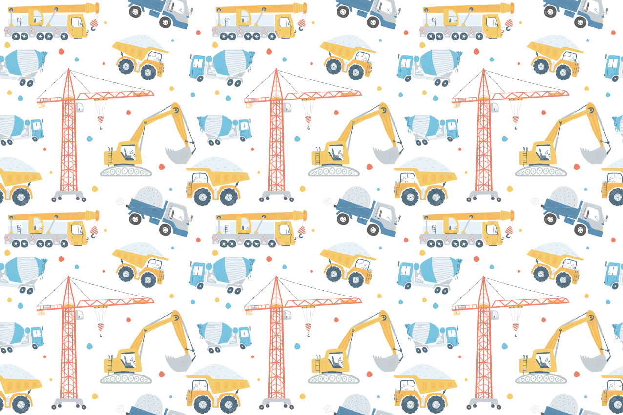 Tischset Kinder Pastellfarbene baufahrzeuge - TenStickers