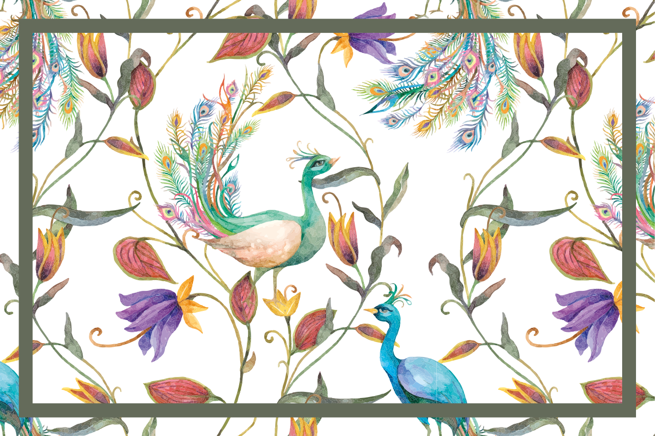 Tischsets originell pfau blumenmuster - TenStickers