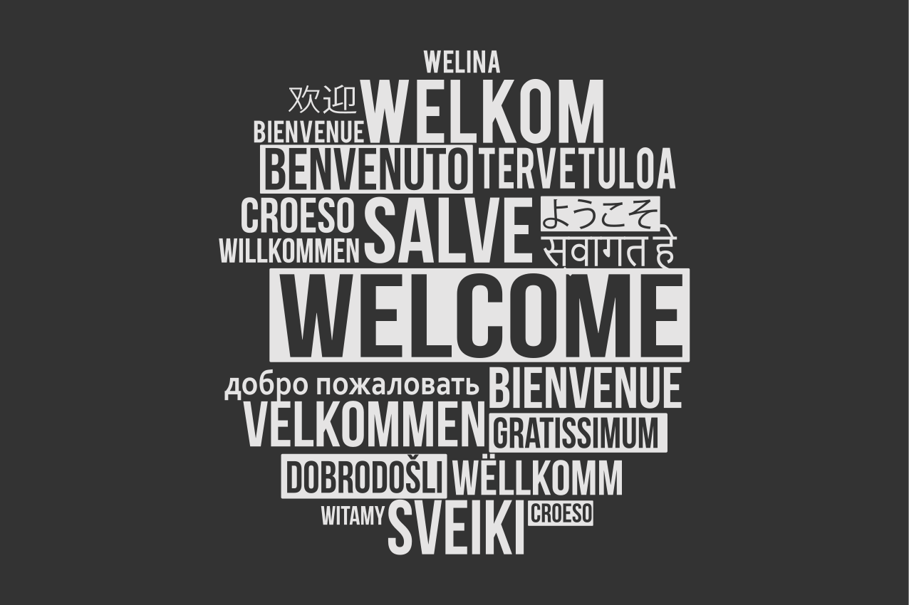 Platzset spruch willkommen mehrsprachiges design - TenStickers