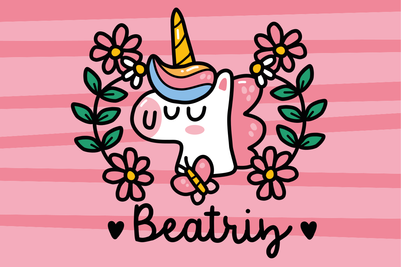 Tischset kinder einhorn mit blumen - TenStickers