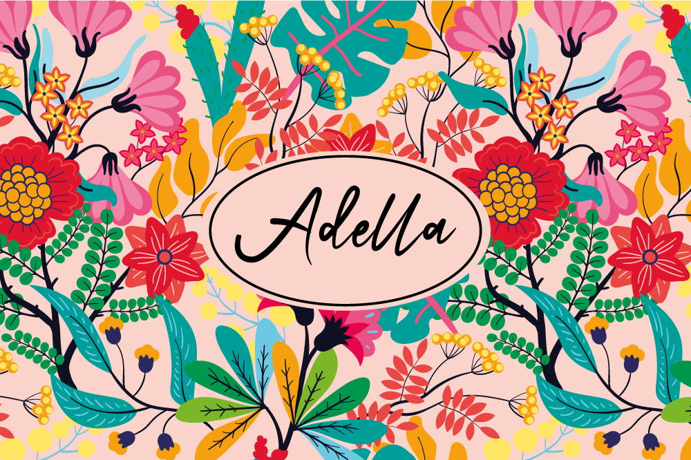 Tischset mit Namen Vintage Farben blumendesign - TenStickers