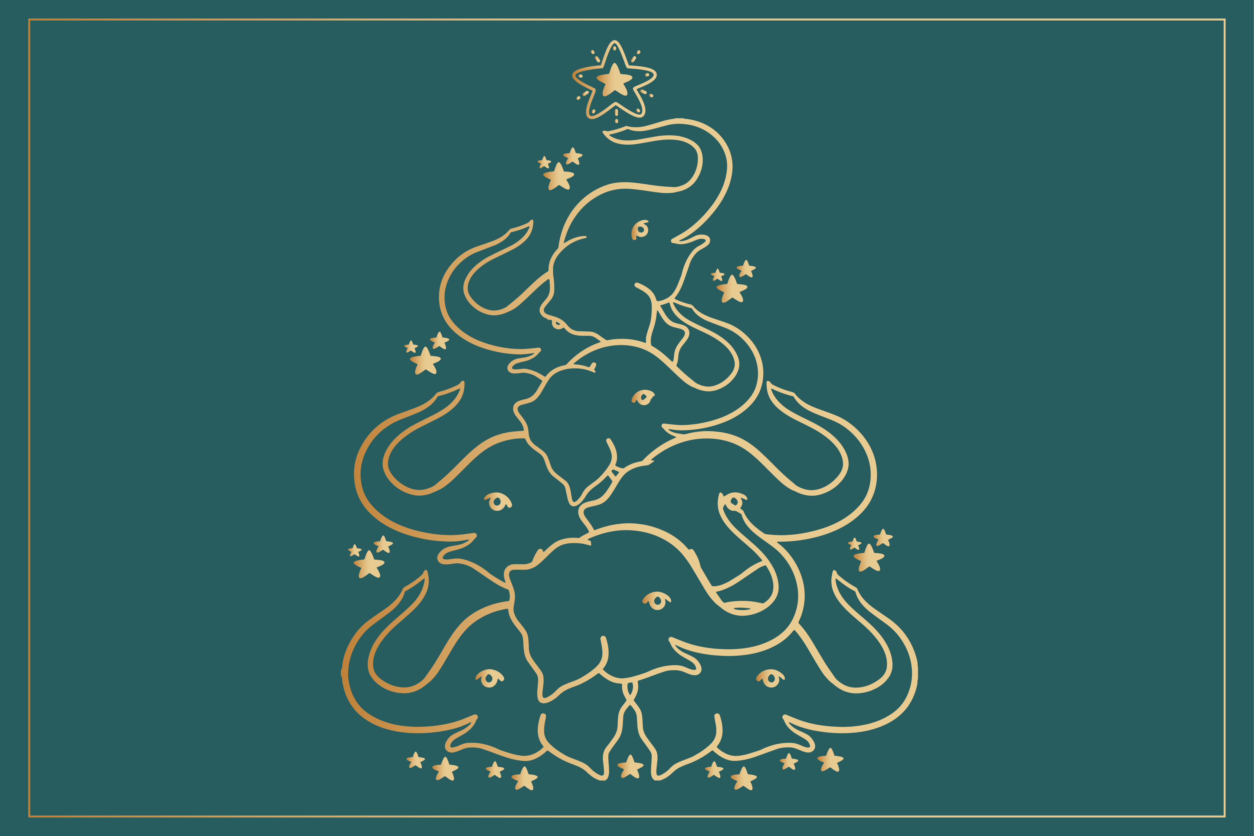 Tischset weihnachten eleganter elefant baum - TenStickers