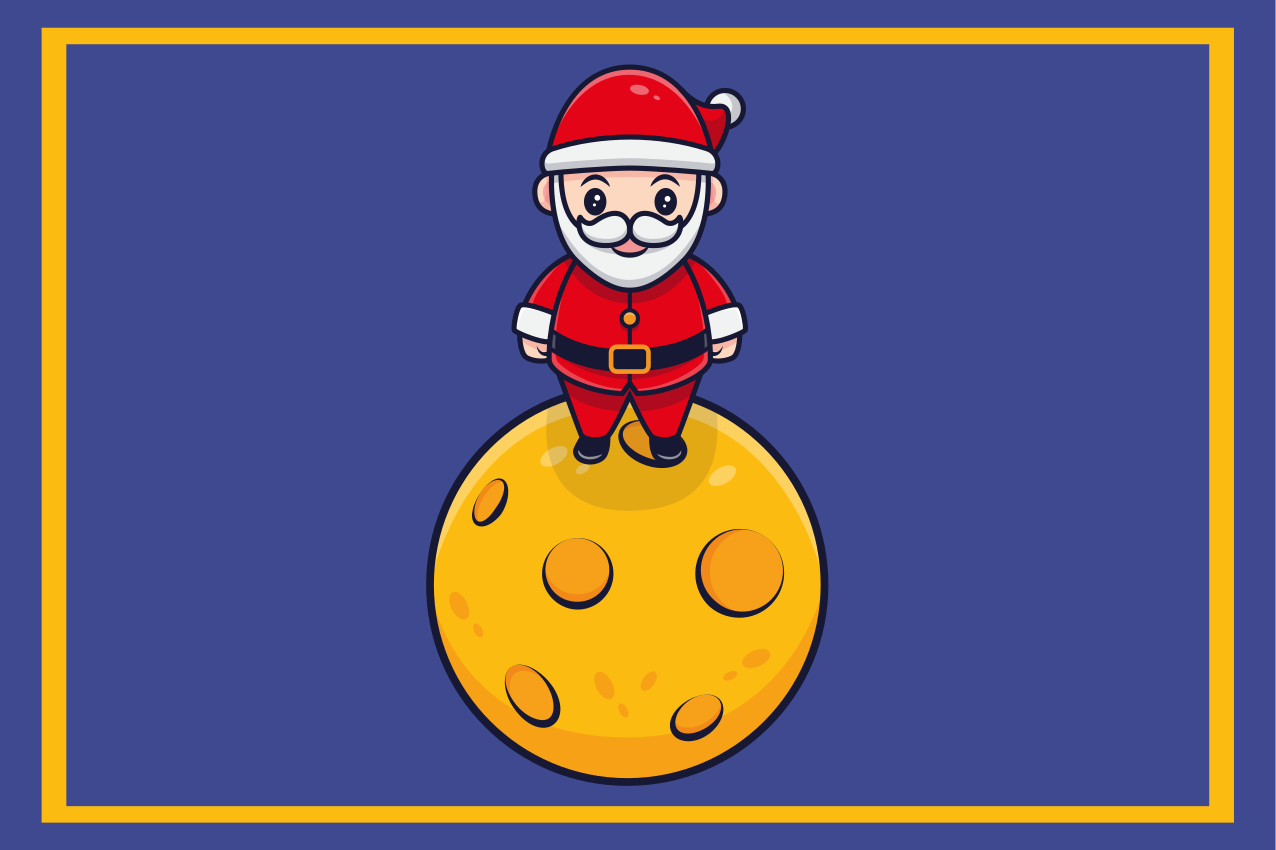Tischset weihnachten santa auf dem mond - TenStickers