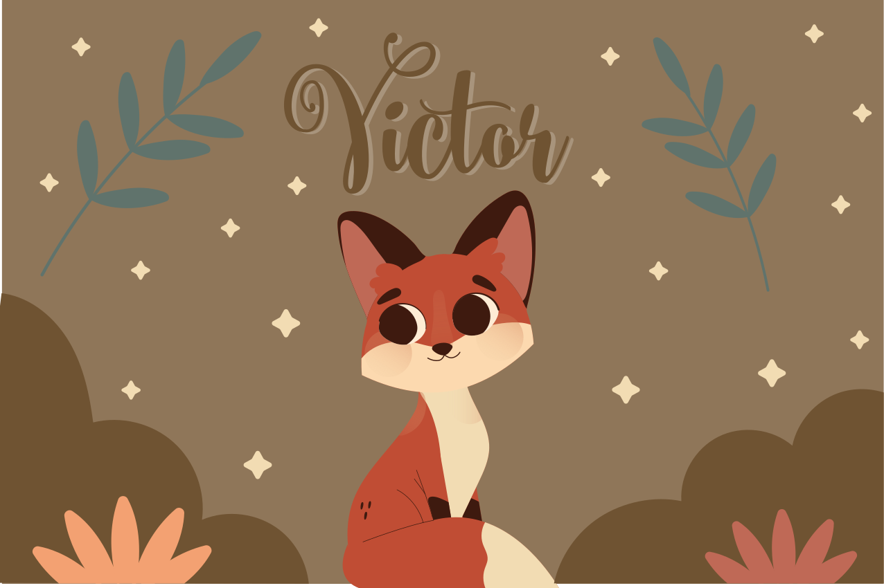 Tischset Kinder Süßer fuchs für jungen mit Namen - TenStickers