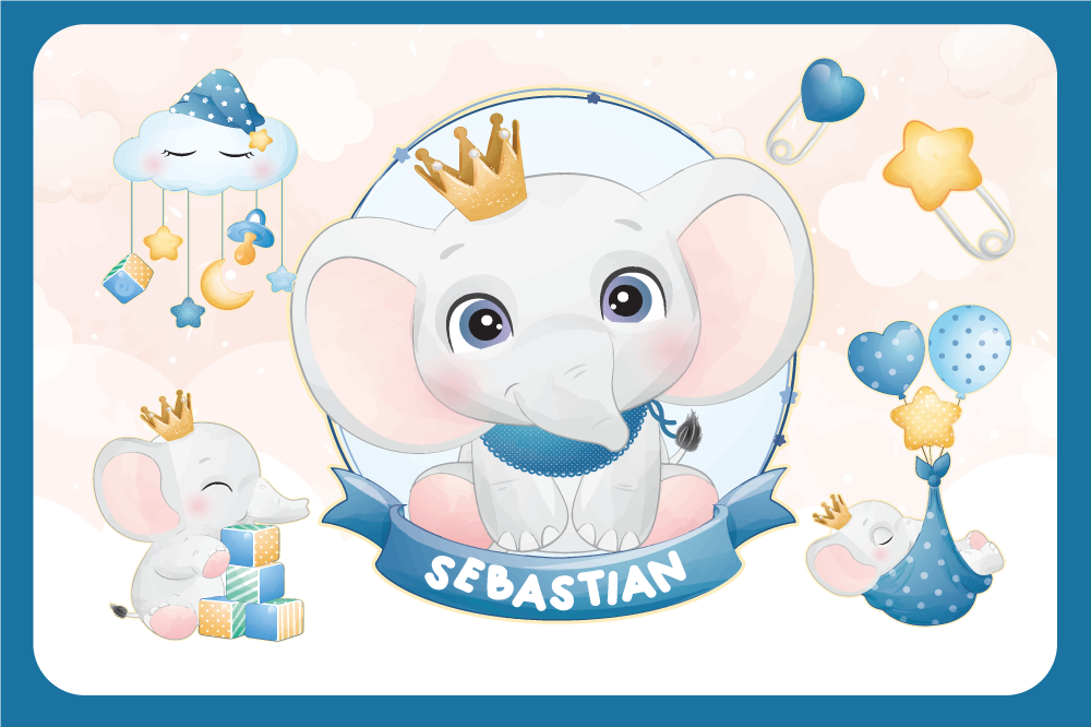 Tischset kinder mit süßer elefantenillustration - TenStickers