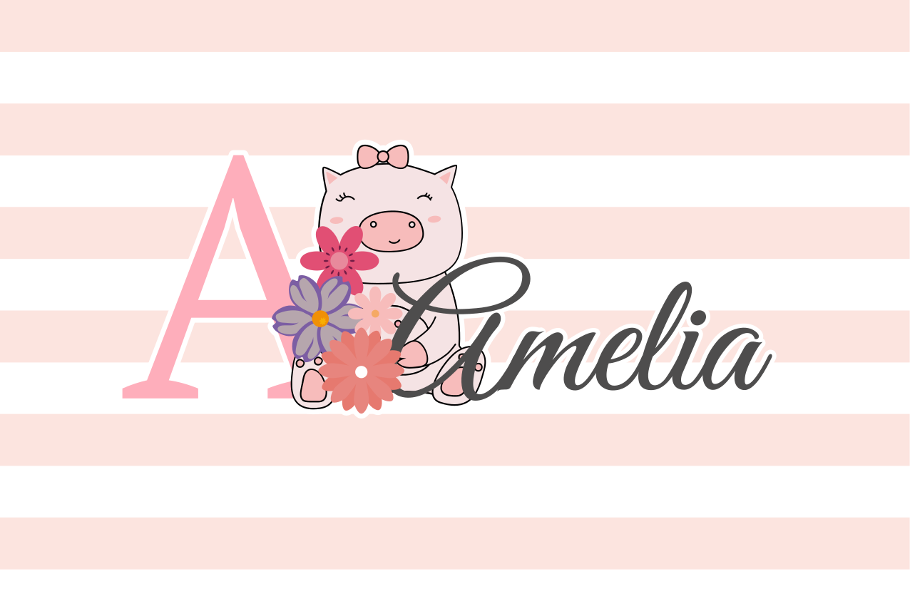 Tischset Kinder Süße tiere schweinchen mit Namen - TenStickers