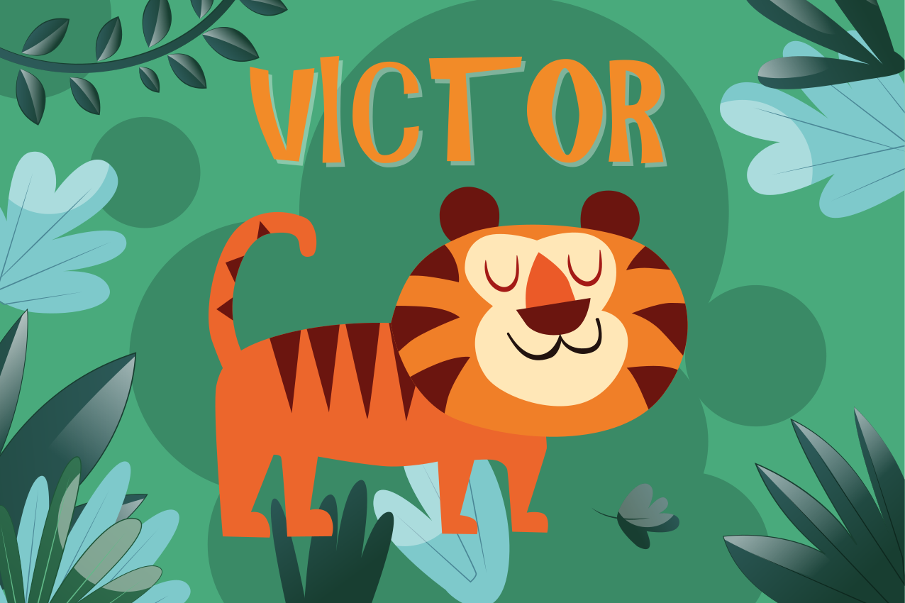 Tischset Kinder Süßer tiger für jungen mit Namen - TenStickers