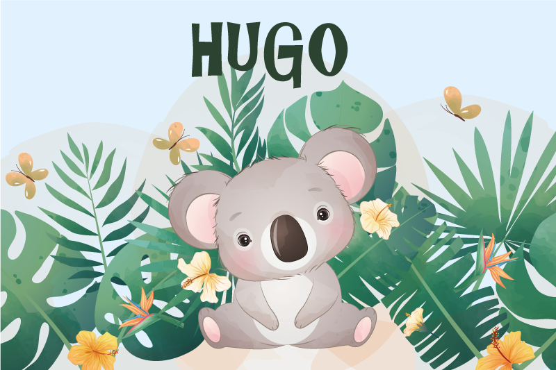 Tischset Kinder Süßer koala für jungen mit Namen - TenStickers