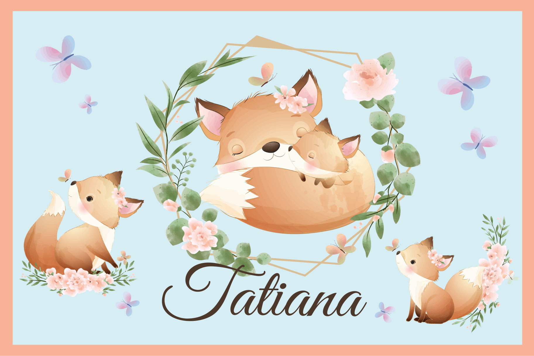 Tischset kinder süße fuchs familie - TenStickers