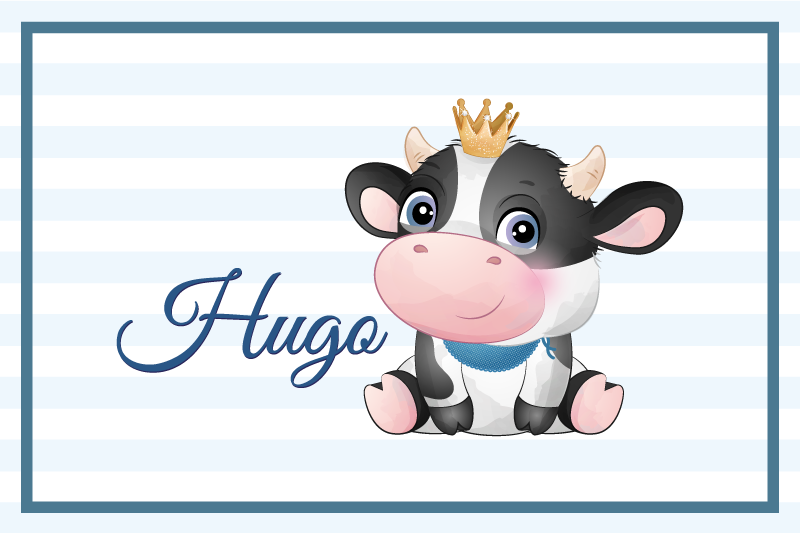 Tischset kinder mit kuh-charakter-illustration - TenStickers