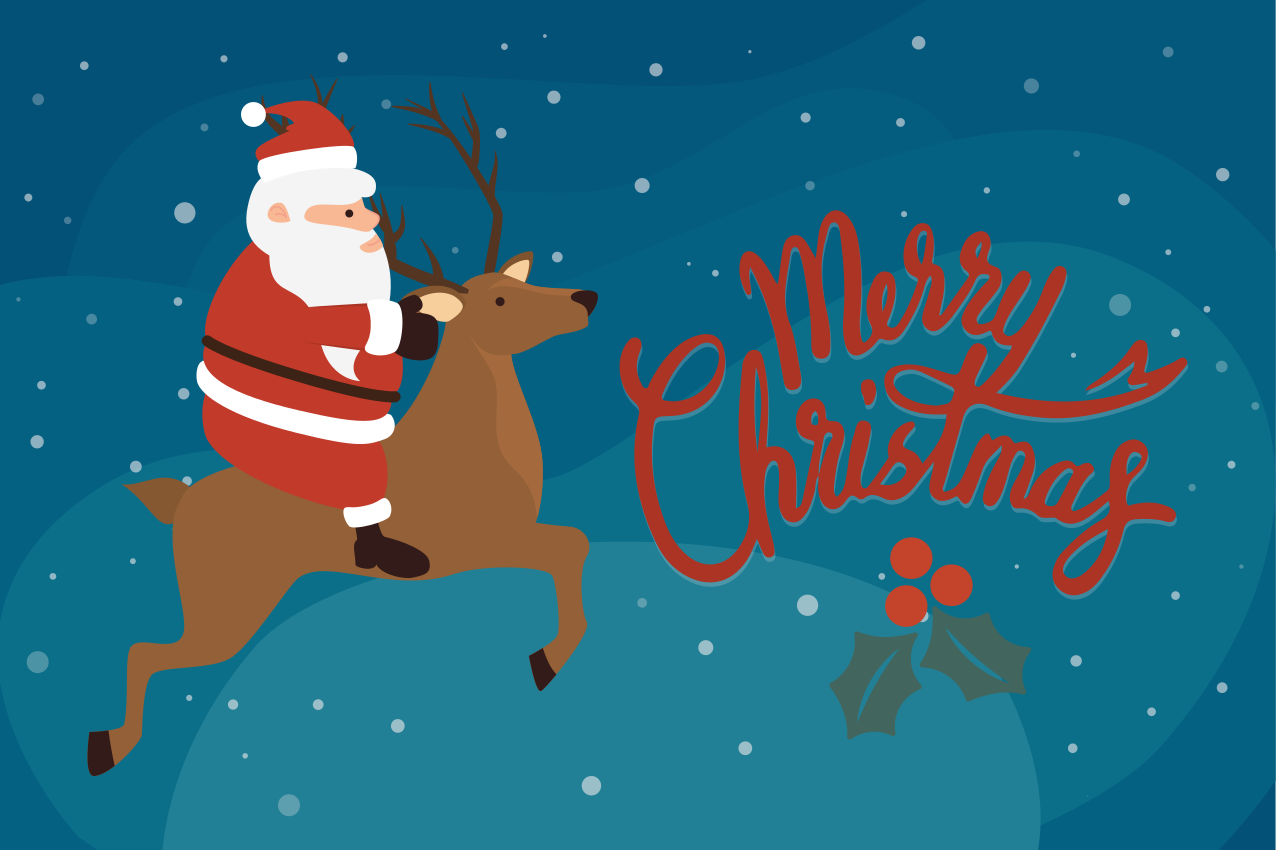 Tischset weihnachten mit santa auf dem rentier - TenStickers