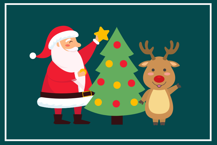 Tischset weihnachten mit santa und rentieren - TenStickers