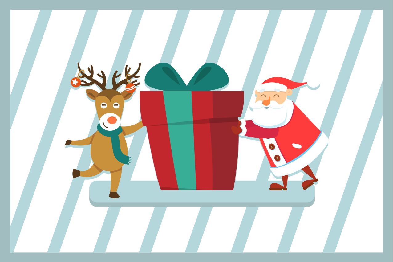 Tischset weihnachten geschenk mit santa und rentier - TenStickers