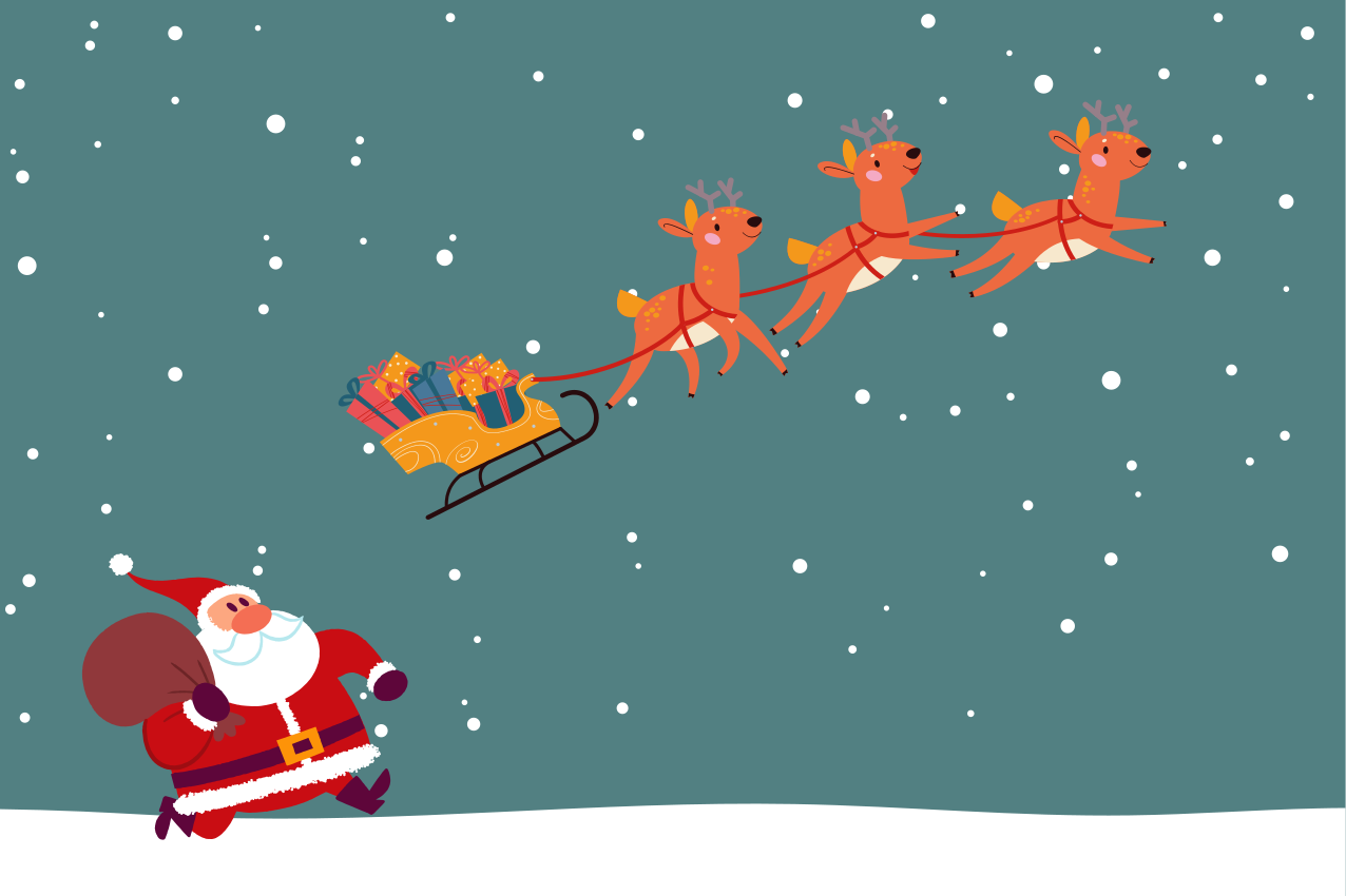 Tischset weihnachten schlittenfahrt mit dem weihnachtsmann - TenStickers