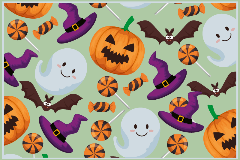 Tischset halloween mit bunten halloween elementen - TenStickers