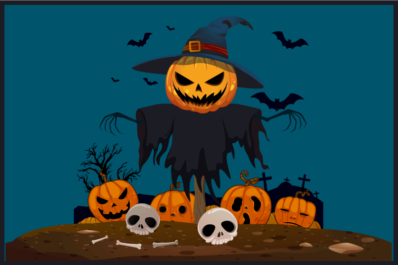 Tischset halloween kürbis und vogelscheuche horror - TenStickers