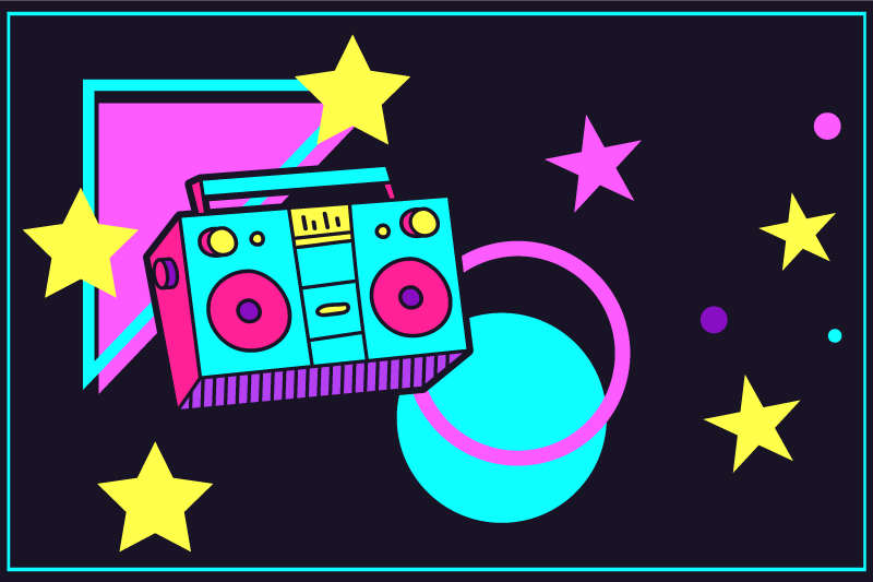 Tischsets originell bunte retro boom box - TenStickers