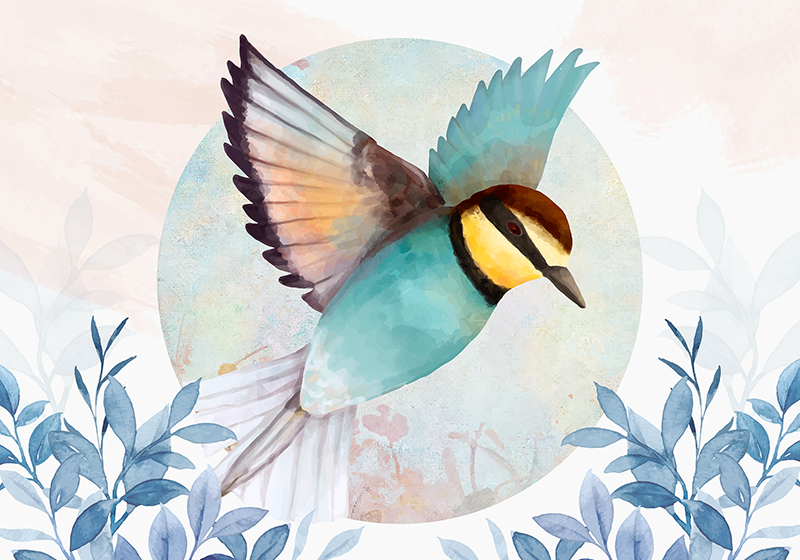 Tischsets originell mit lebhaftem vogelkunstwerk - TenStickers