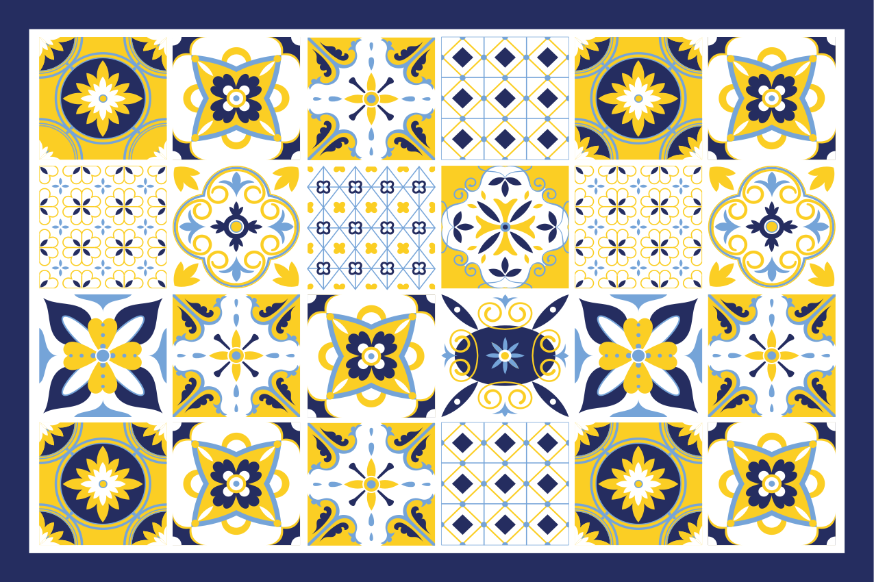 Tischset textur mit bunten fliesenmustern - TenStickers