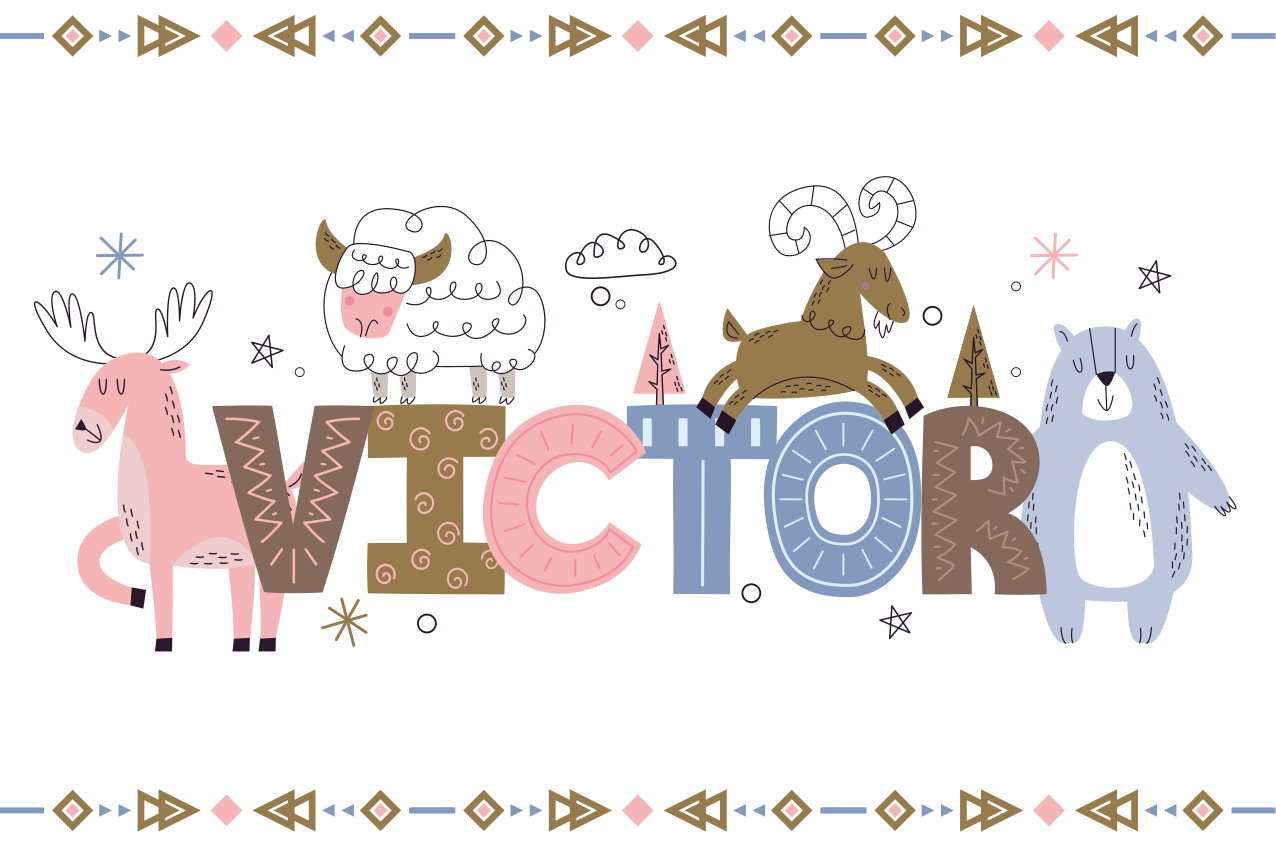 Tischset mit Namen Polarkindertiere mit anpassbarem Namen - TenStickers