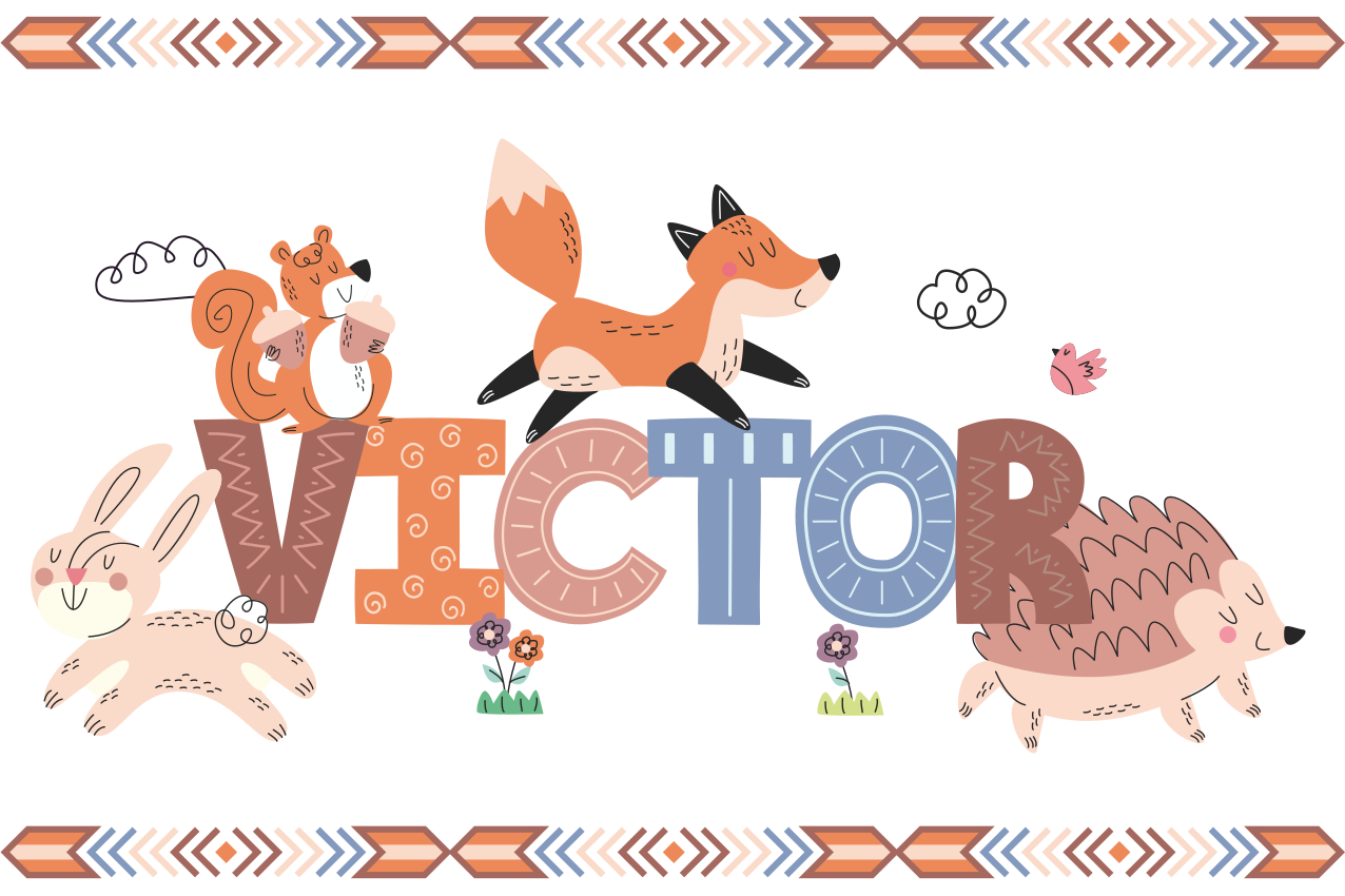 Tischset mit Namen Waldkindertiere mit anpassbarem Namen - TenStickers