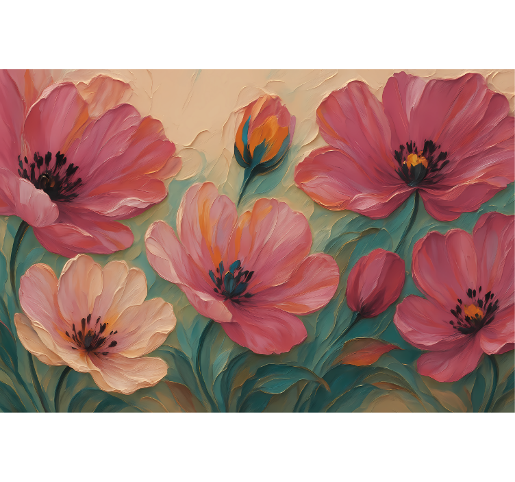 Fototapete Badezimmer gemalte blumenkunst - TenStickers