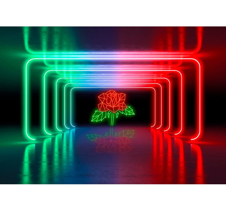 Fototapete 3D neonrosensilhouette - TenStickers