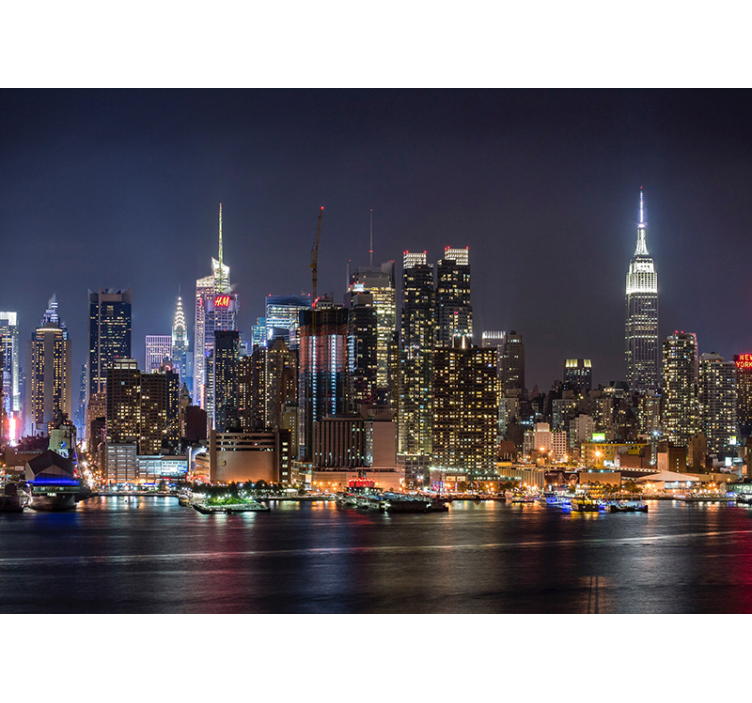 Fototapete Städte New York Skyline bei Nacht - TenStickers