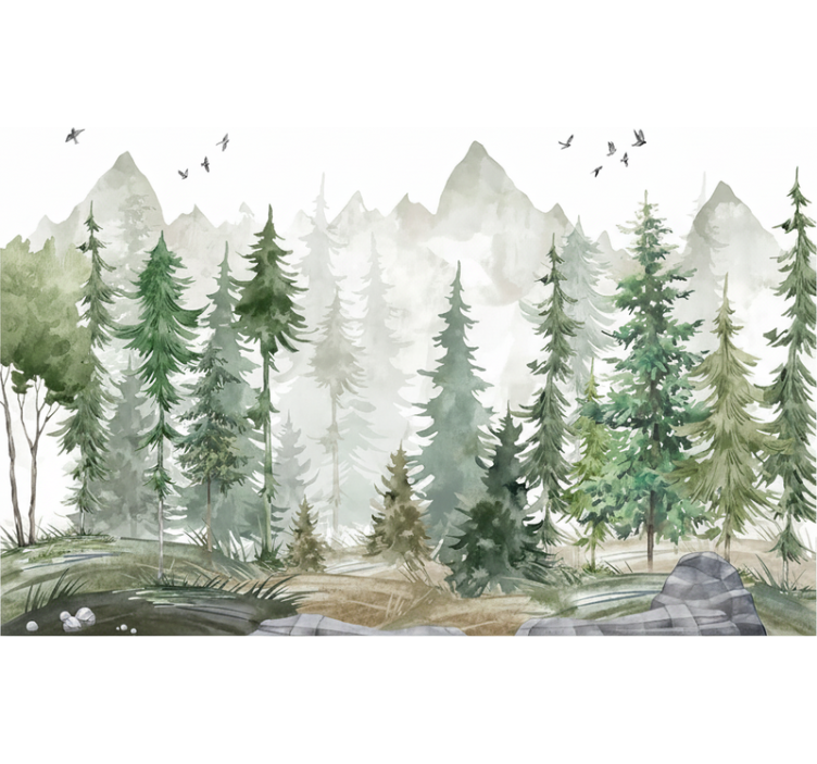 Tapete wald nordic pine minimalistisch - TenStickers