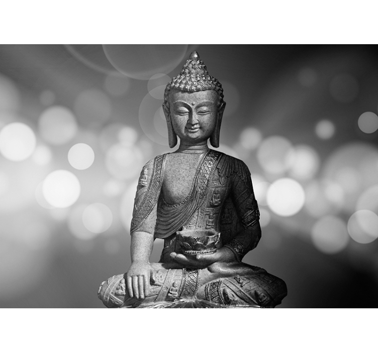 Silber Buddha Zen Fototapete Wohnzimmer - TenStickers