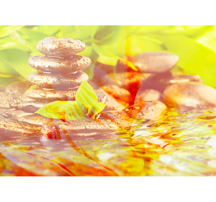 Fototapete Badezimmer weiße Orchidee mit Steinen - TenStickers