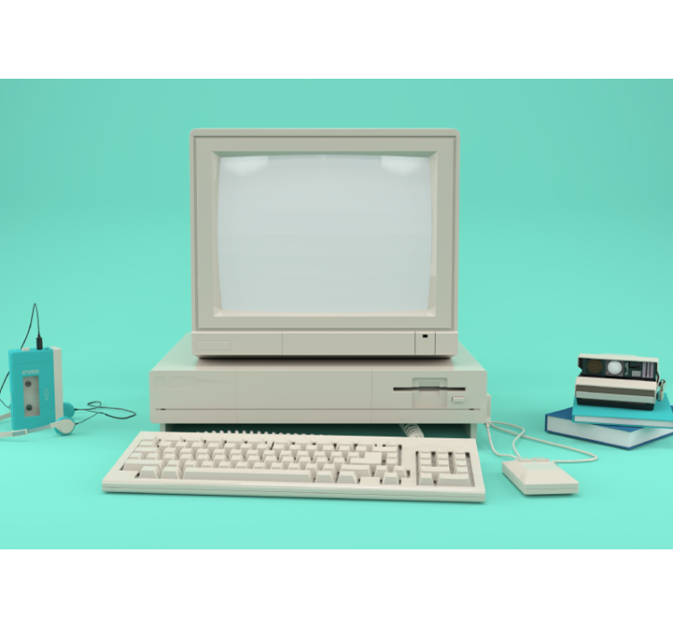 Fototapete Fahrzeuge vintage-computer-setup - TenStickers