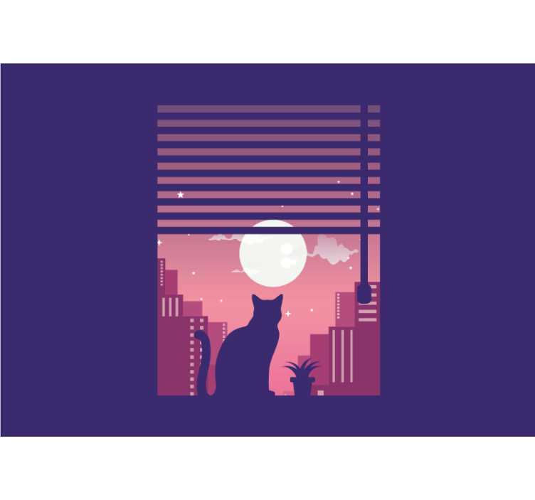 Fototapete Tiere katze silhouette nachtansicht - TenStickers