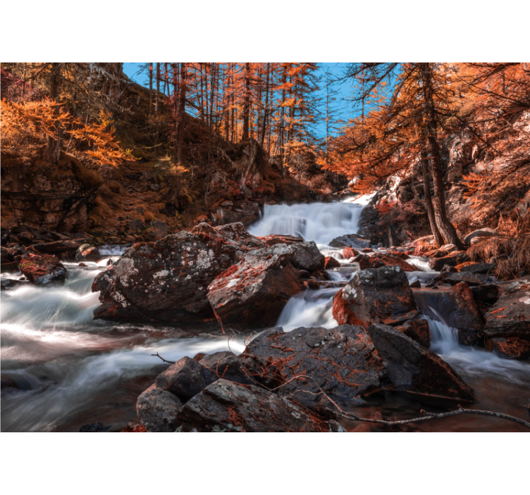 Fototapete Berge herbst bach fluss - TenStickers