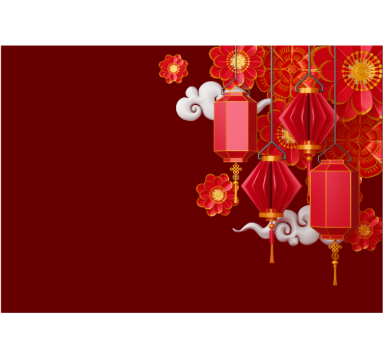 Fototapete Buddha laternen und blumen - TenStickers