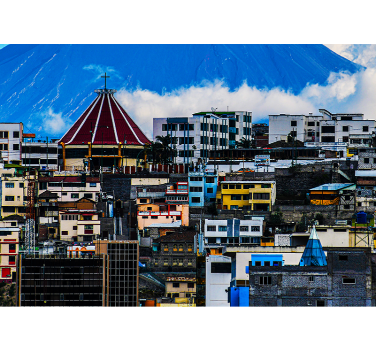 Fototapete Städte stadtbild mit vulkan - TenStickers