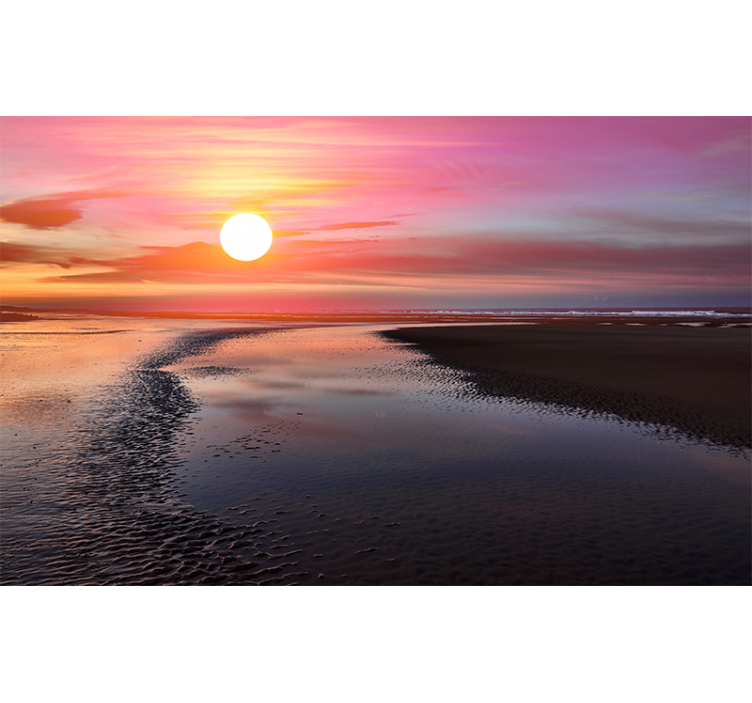 Fototapete Berge ruhige aussicht auf den sonnenuntergang - TenStickers